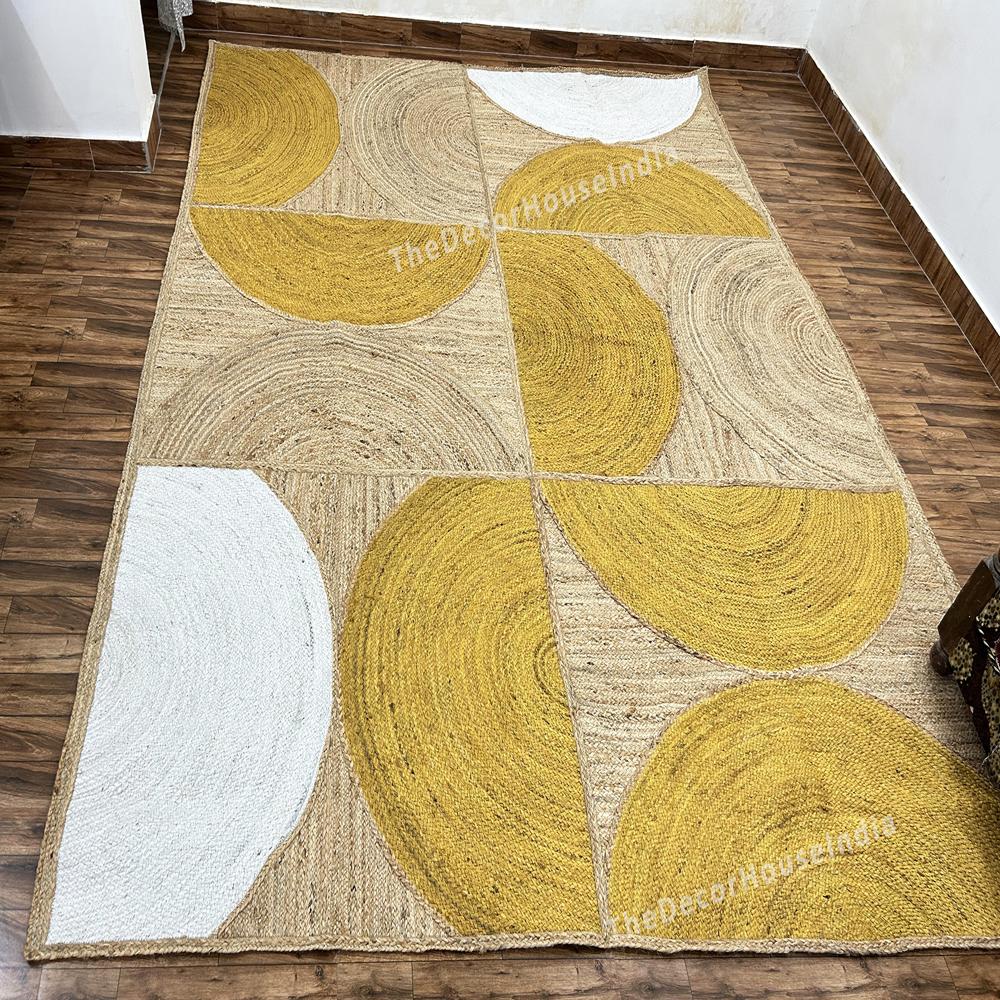 Geometric Jute Runner Mustard Yellow Half-Circle
