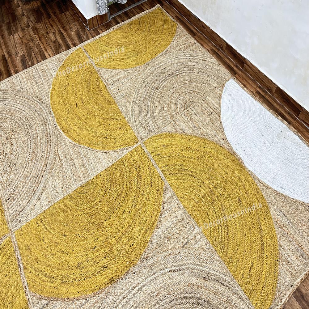 Geometric Jute Runner Mustard Yellow Half-Circle