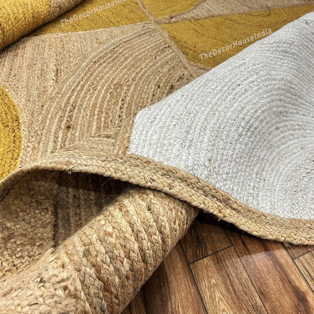 Geometric Jute Runner Mustard Yellow Half-Circle