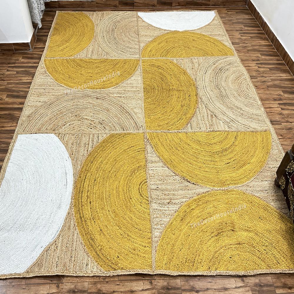 Geometric Jute Runner Mustard Yellow Half-Circle