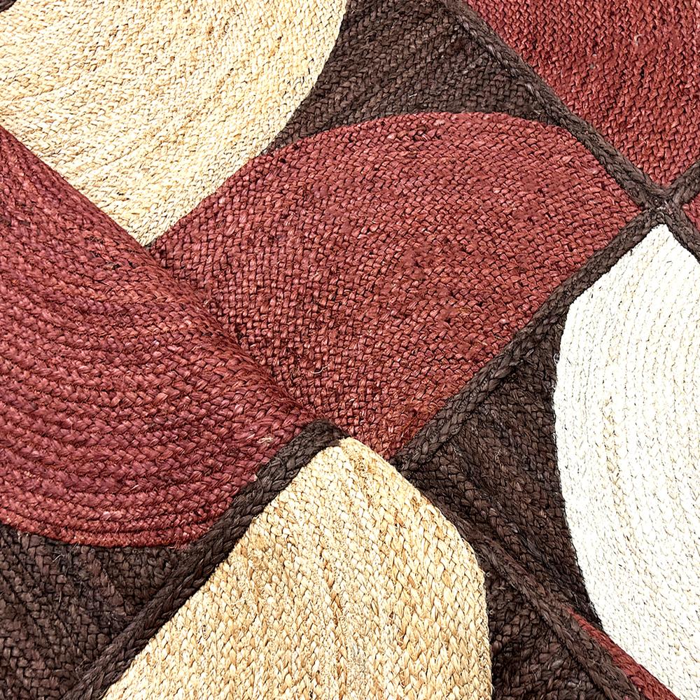 Geometric Jute Rug Terracotta & Rust Brown Half-Circle