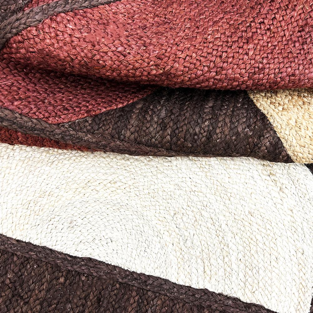 Geometric Jute Rug Terracotta & Rust Brown Half-Circle
