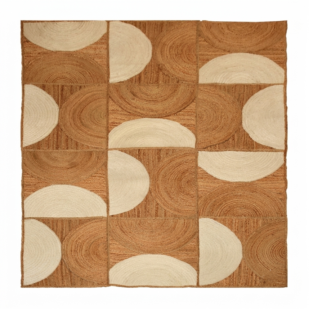Geometric Jute Rug Natural & Cream Half-Circle