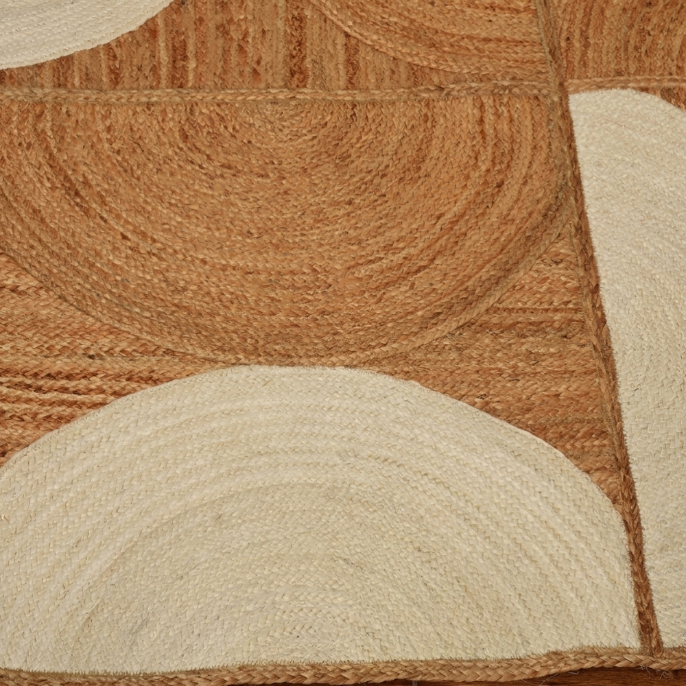 Geometric Jute Rug Natural & Cream Half-Circle