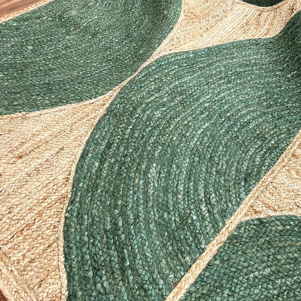 Geometric Jute Rug Green Half-Circle