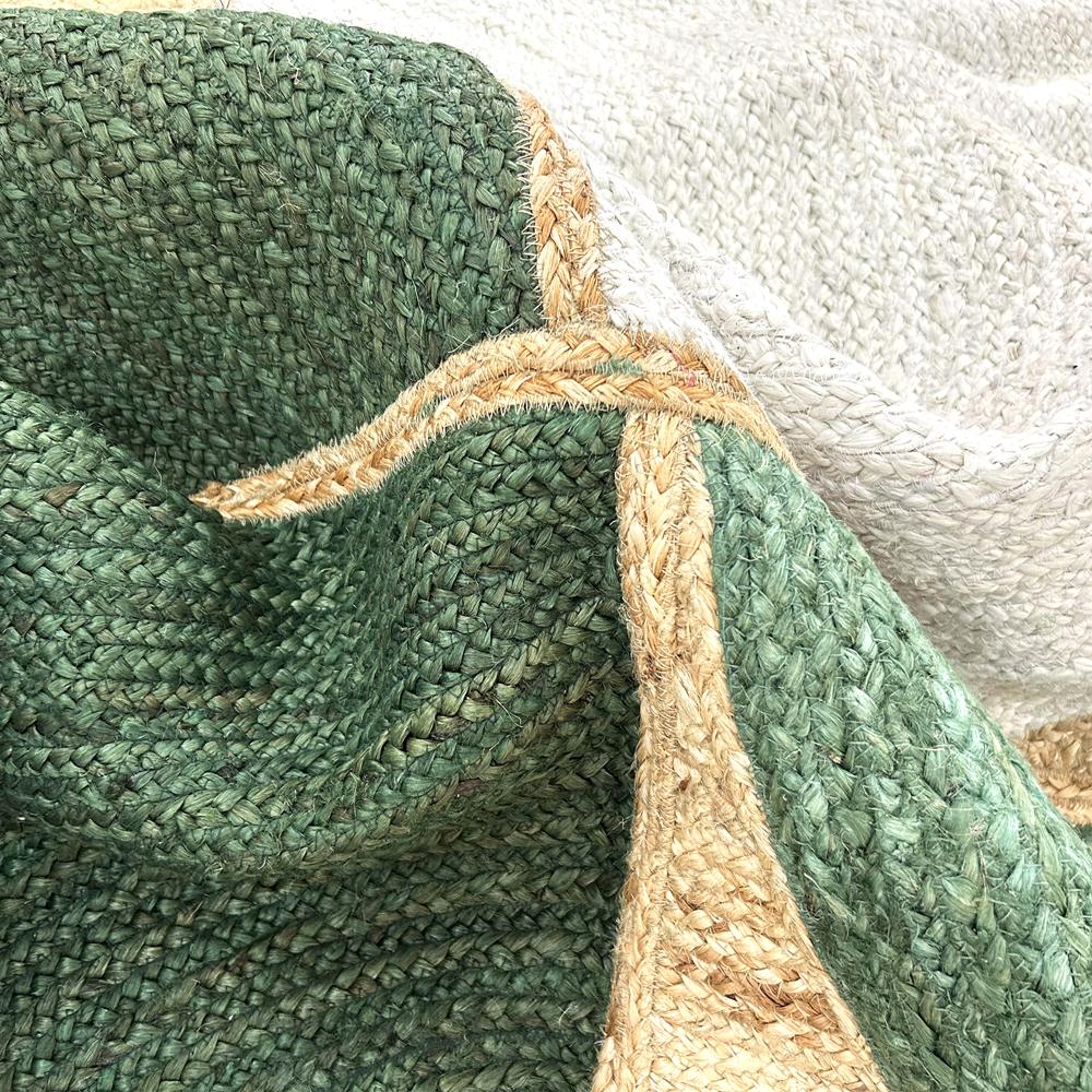 Geometric Jute Rug Green Half-Circle