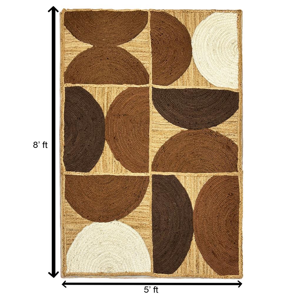 Geometric Jute Rug Terracotta & Rust Half-Circle