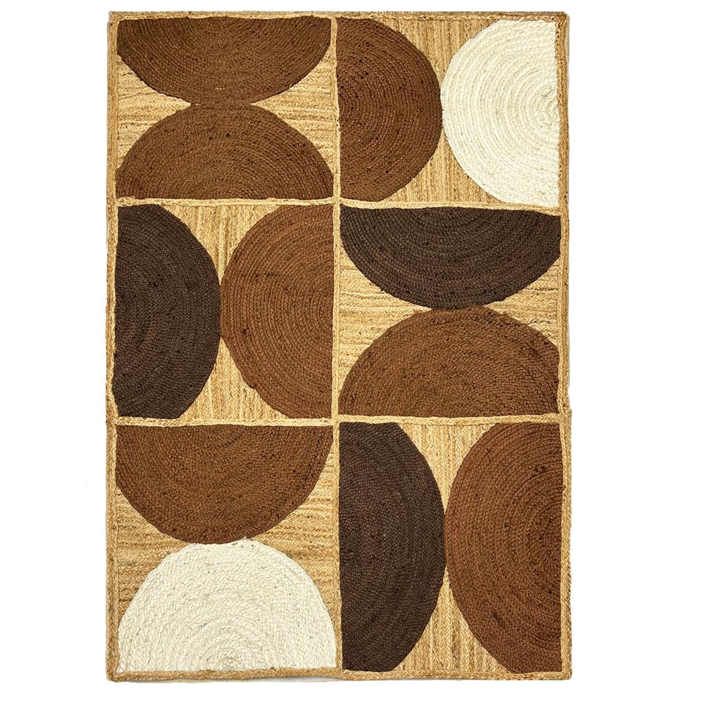 Geometric Jute Rug Terracotta & Rust Half-Circle