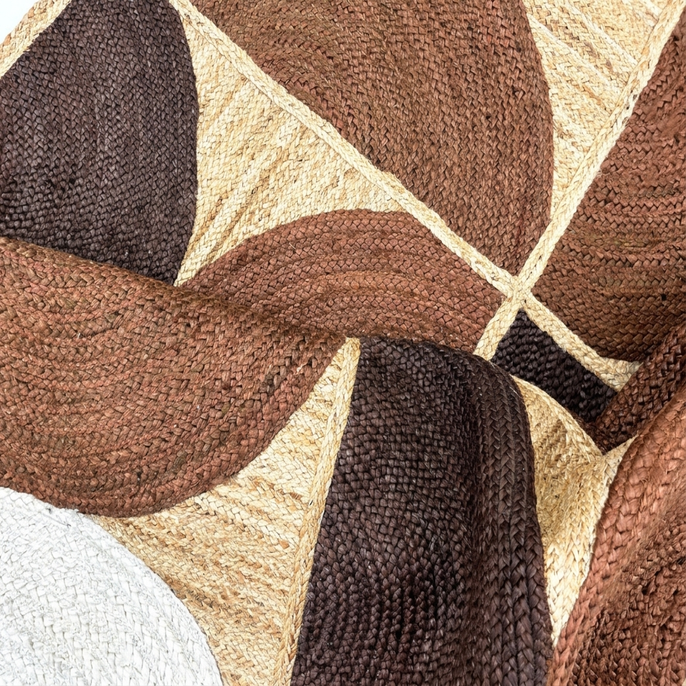 Geometric Jute Rug Terracotta & Rust Half-Circle