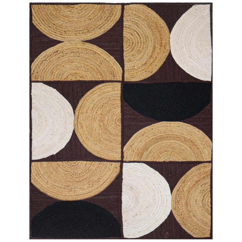 Geometric Jute Rug Dark Brown Half-Circle