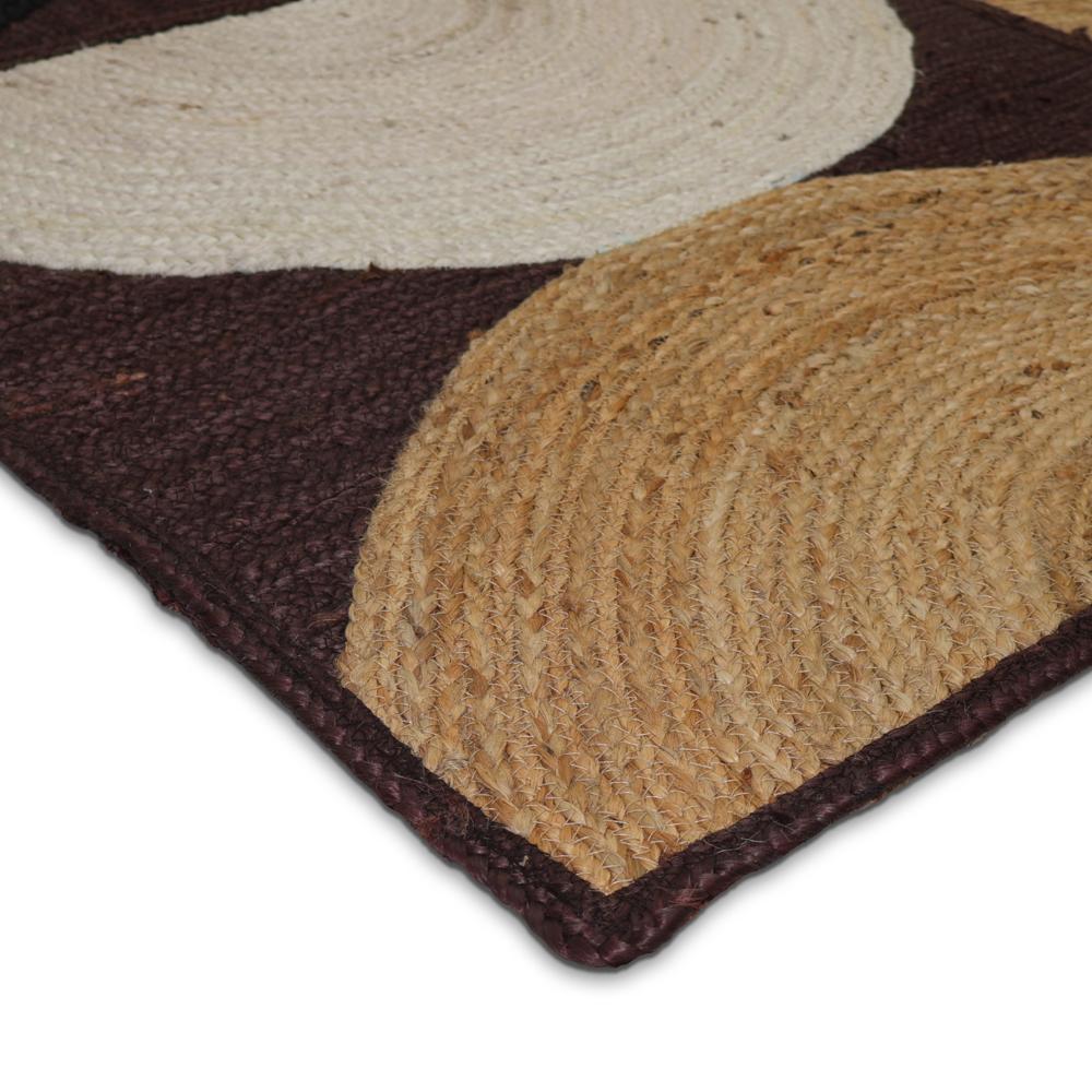 Geometric Jute Rug Dark Brown Half-Circle