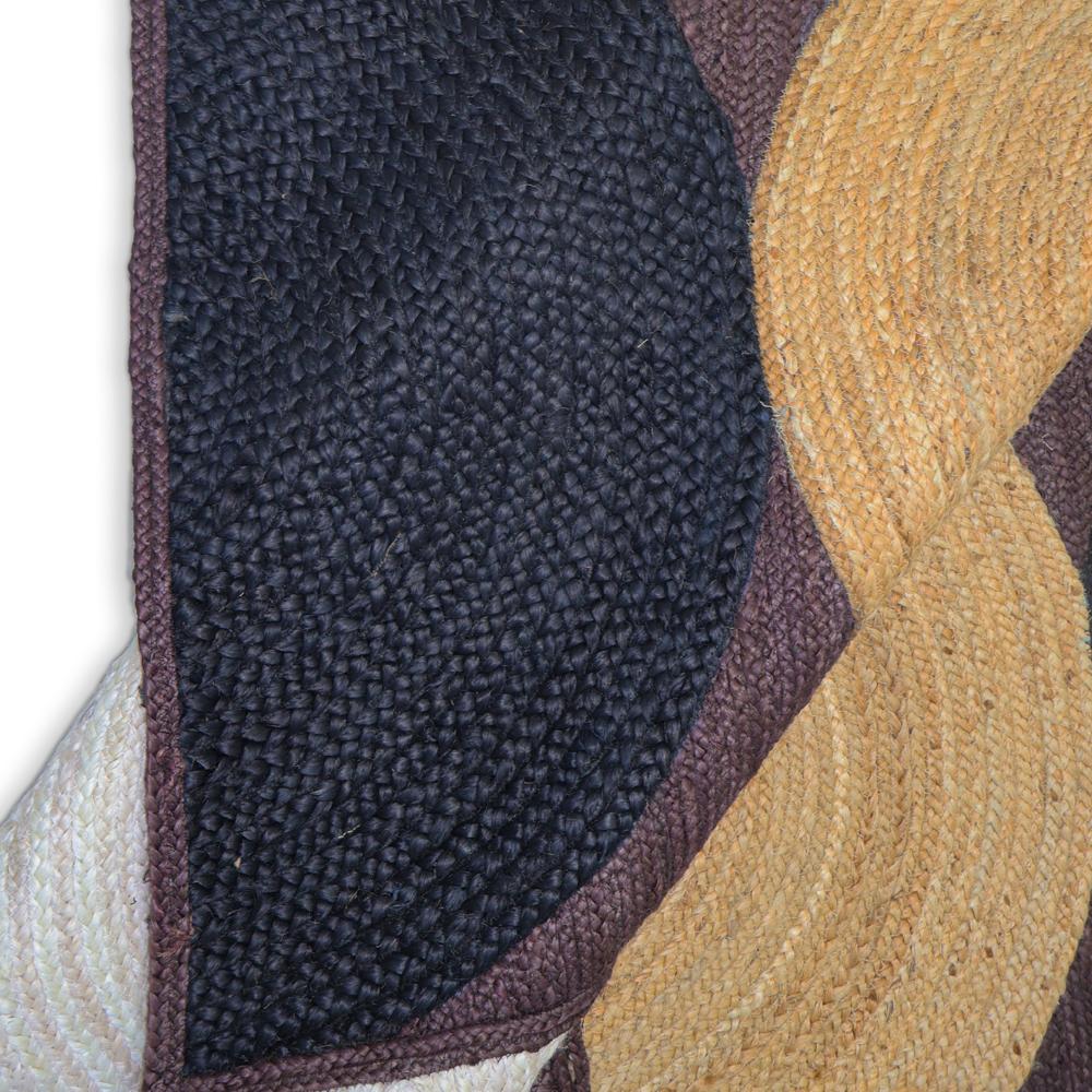 Geometric Jute Rug Dark Brown Half-Circle