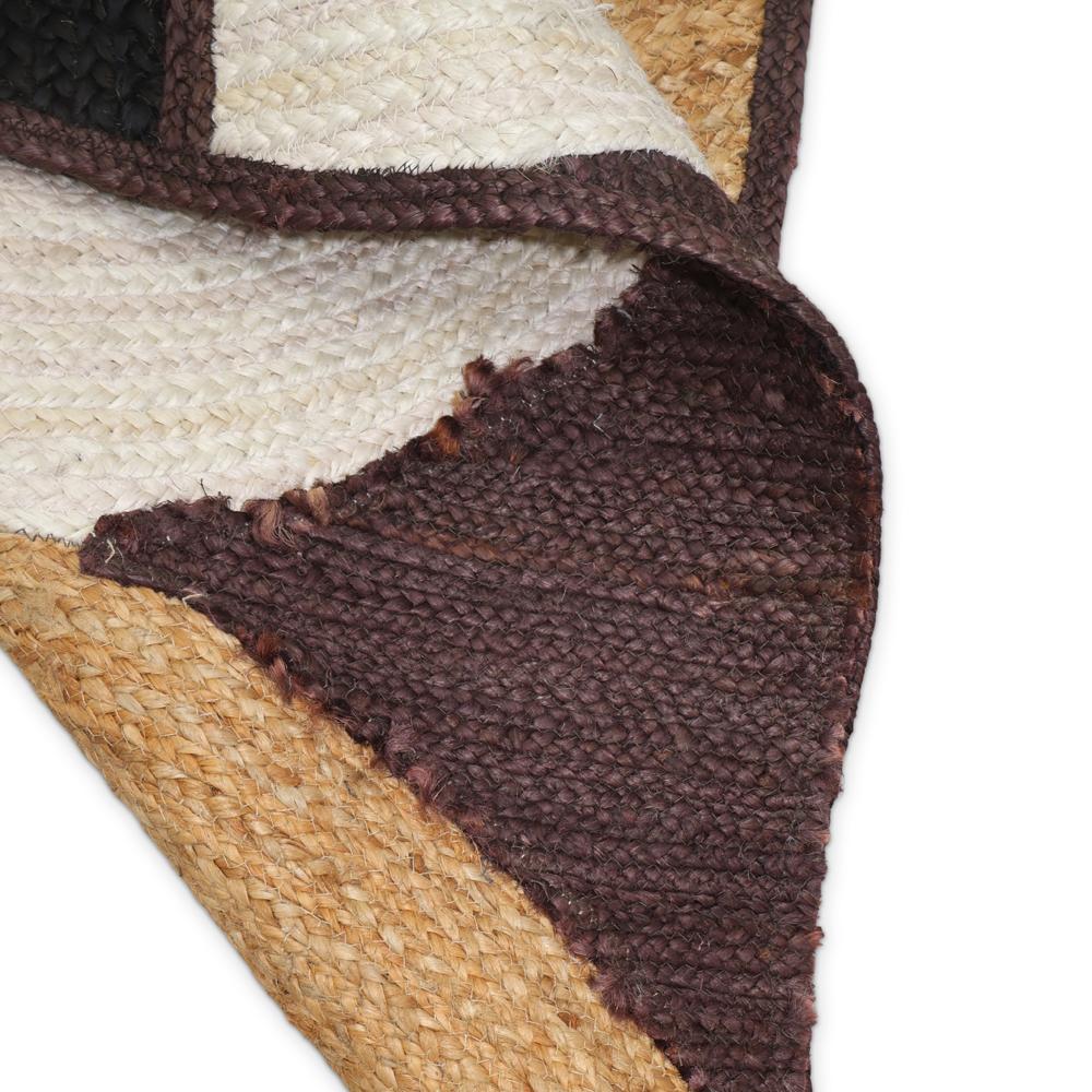 Geometric Jute Rug Dark Brown Half-Circle
