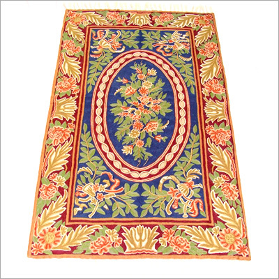 Chainstitched Hand Embroidered Wool Rug