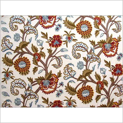 Kashmir Crewel Hand Embroidered Wool On Cotton