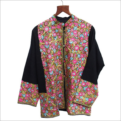 Kashmiri Hand Embroidered Wool Short Jacket