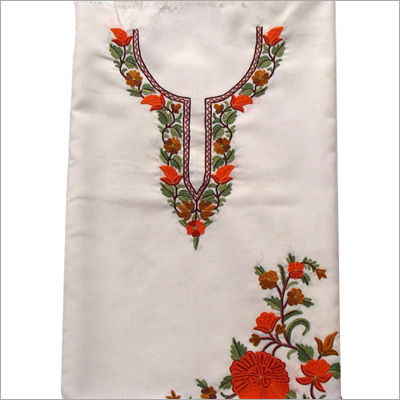 कश्मीर हस्त कढ़ाई वाला कपास सलवार कमीज सूट ड्रेस सामग्री