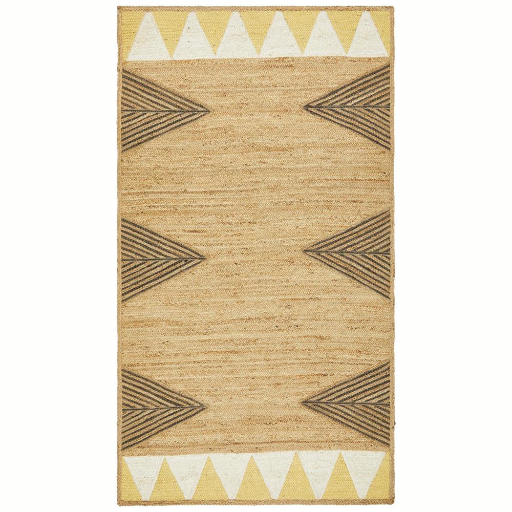 Handcrafted Geometric Tribal Jute Rug with Southwestern Chevron Motifs