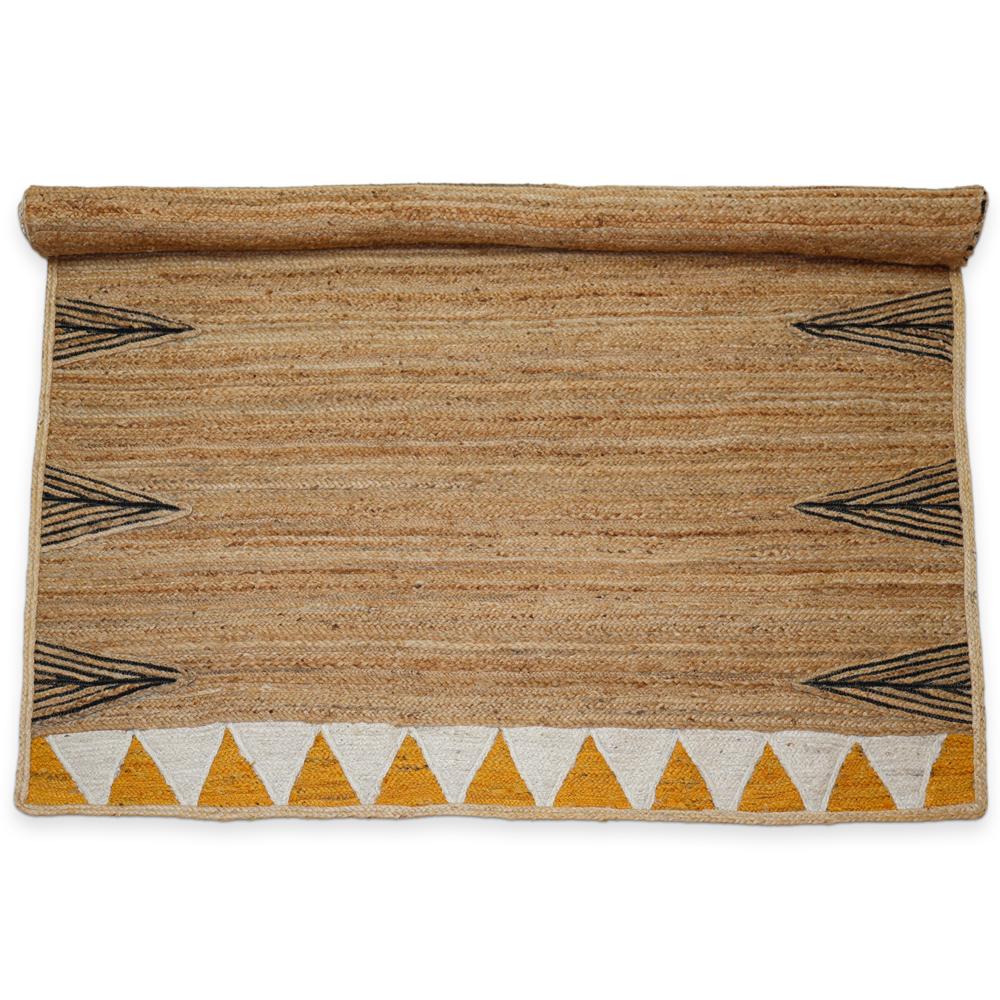 Handcrafted Geometric Tribal Jute Rug with Southwestern Chevron Motifs