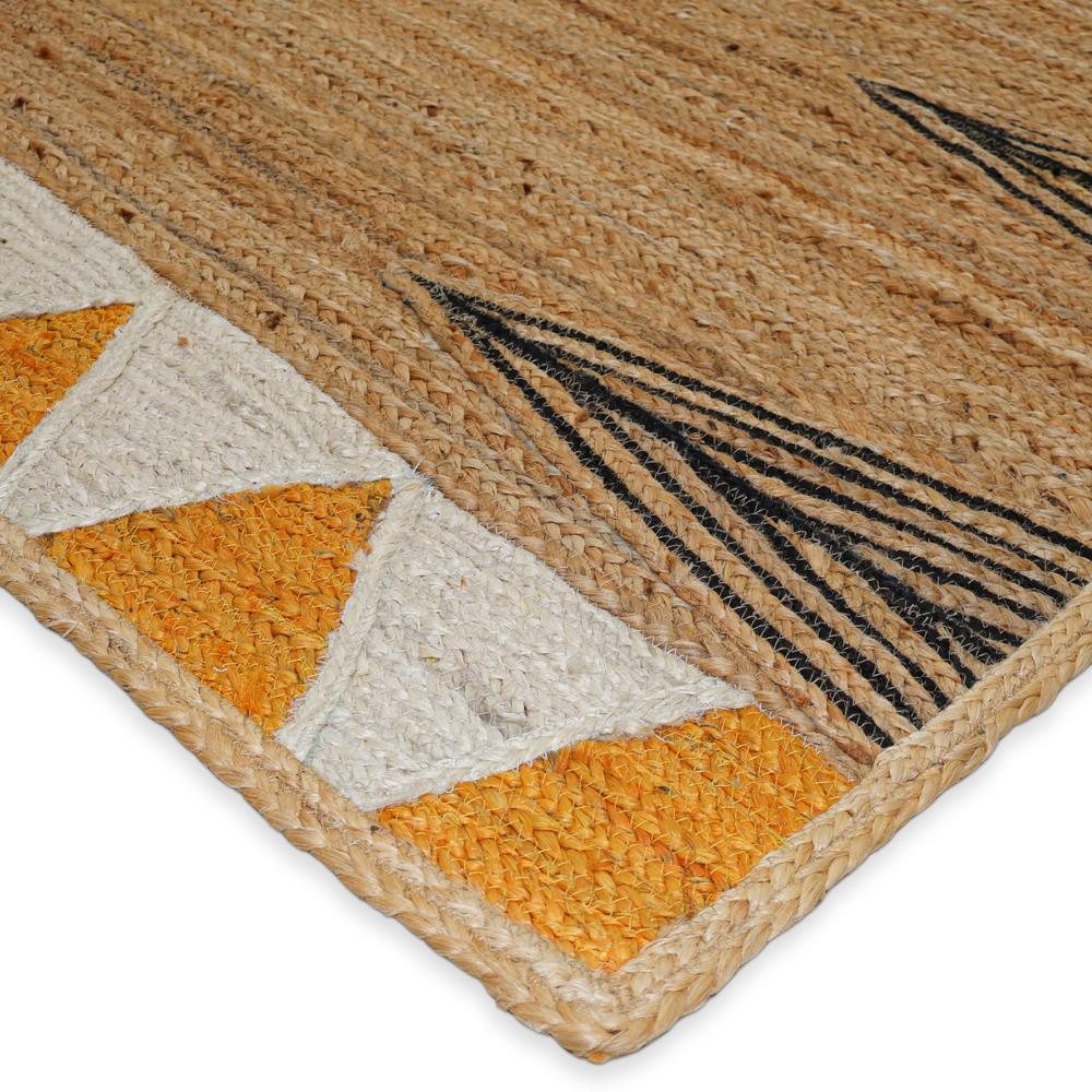 Handcrafted Geometric Tribal Jute Rug with Southwestern Chevron Motifs