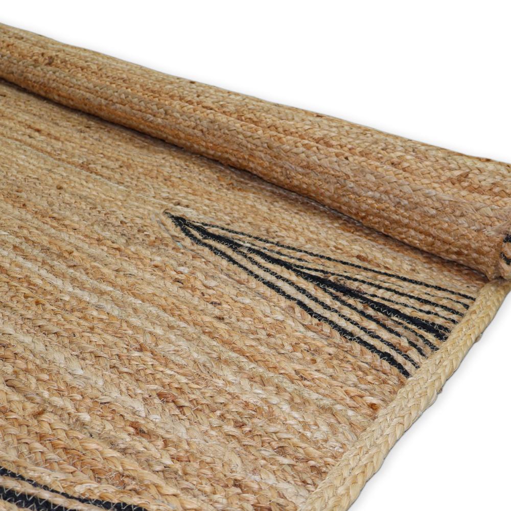 Handcrafted Geometric Tribal Jute Rug with Southwestern Chevron Motifs
