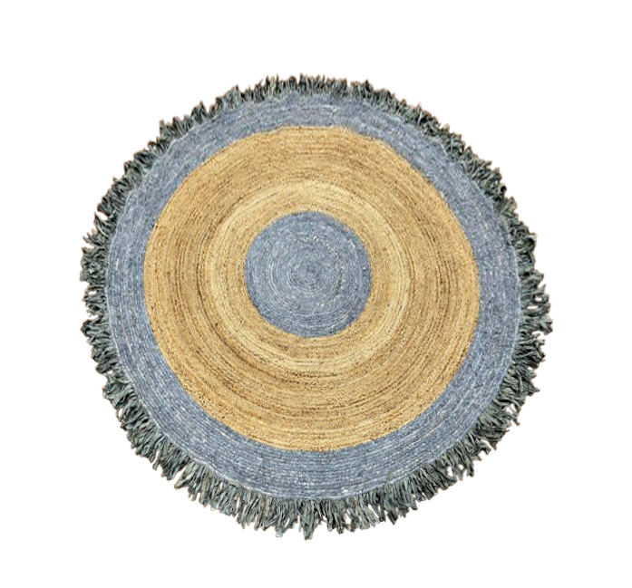 Handcrafted Round Jute Rug with Fringed Edges