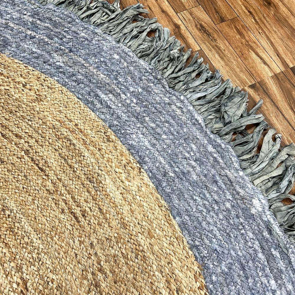 Handcrafted Round Jute Rug with Fringed Edges
