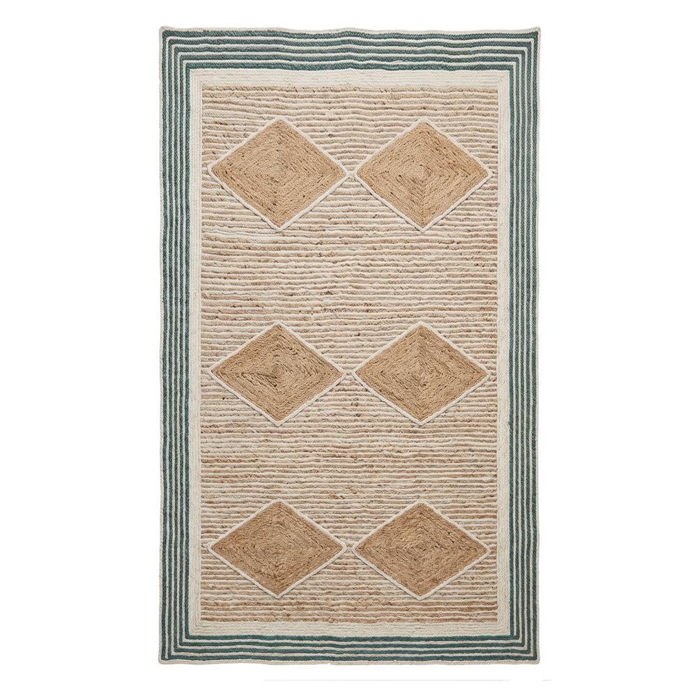 Handcrafted Geometric Diamond Jute Rug
