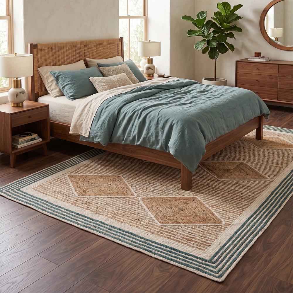 Handcrafted Geometric Diamond Jute Rug