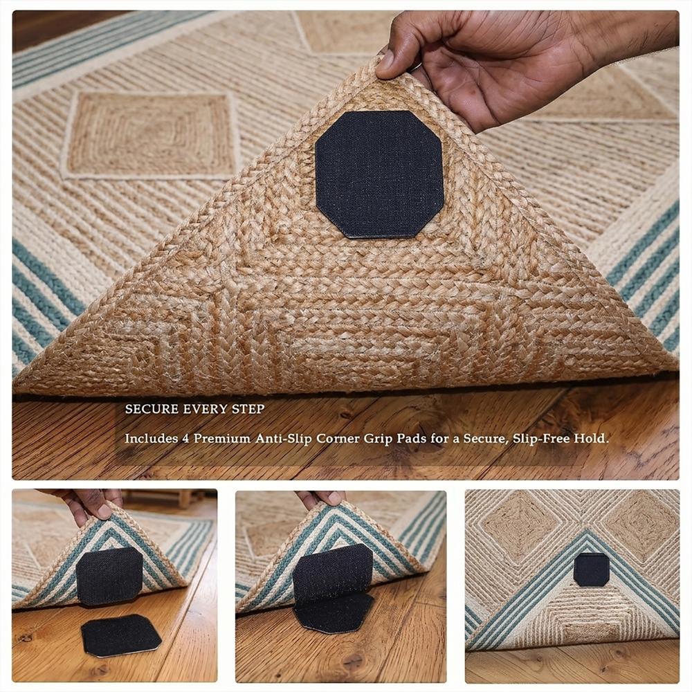 Handcrafted Geometric Diamond Jute Rug