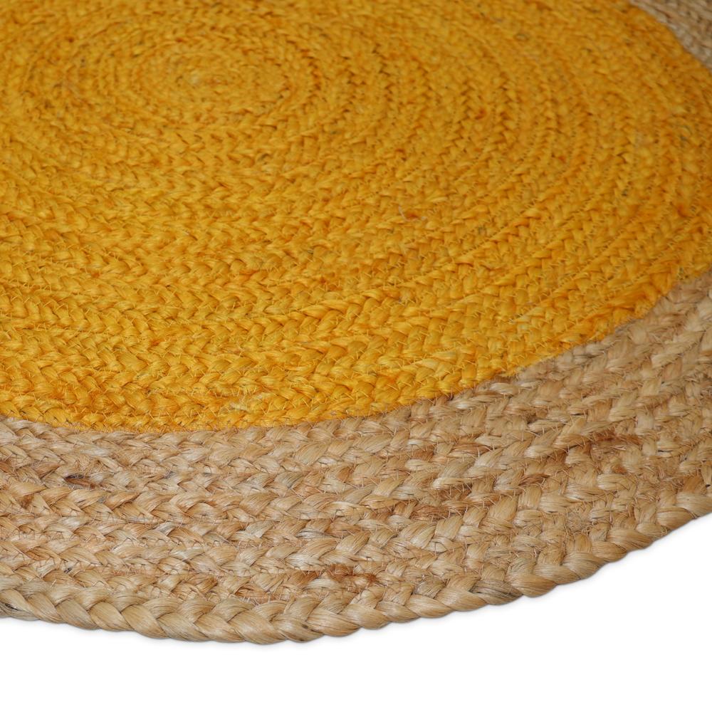 Mustard Yellow & Natural Jute Round Braided Area Rug