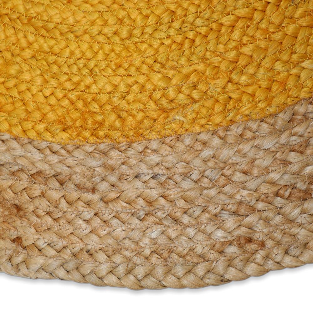 Mustard Yellow & Natural Jute Round Braided Area Rug