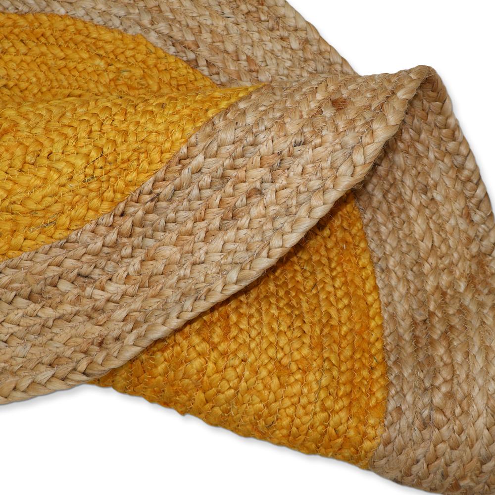 Mustard Yellow & Natural Jute Round Braided Area Rug