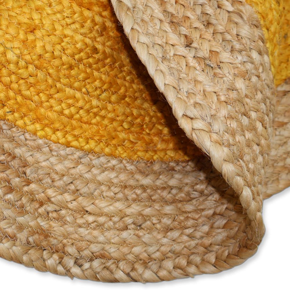 Mustard Yellow & Natural Jute Round Braided Area Rug