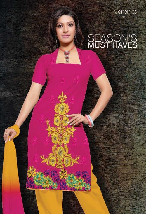 अनस्टिच्ड पार्टीवियर लेडीज सूट