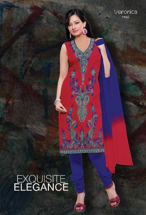 प्रिंटेड अनस्टिच्ड कॉटन सूट