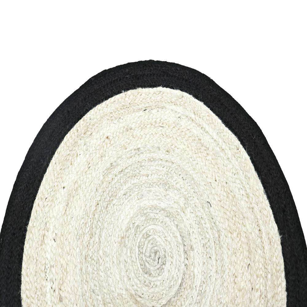 Modern Minimalist Round Black and Natural Braided Jute Rug