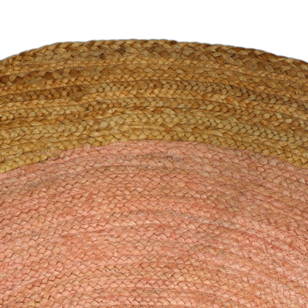Handcrafted Round Braided Jute Rug with Soft Pink Center