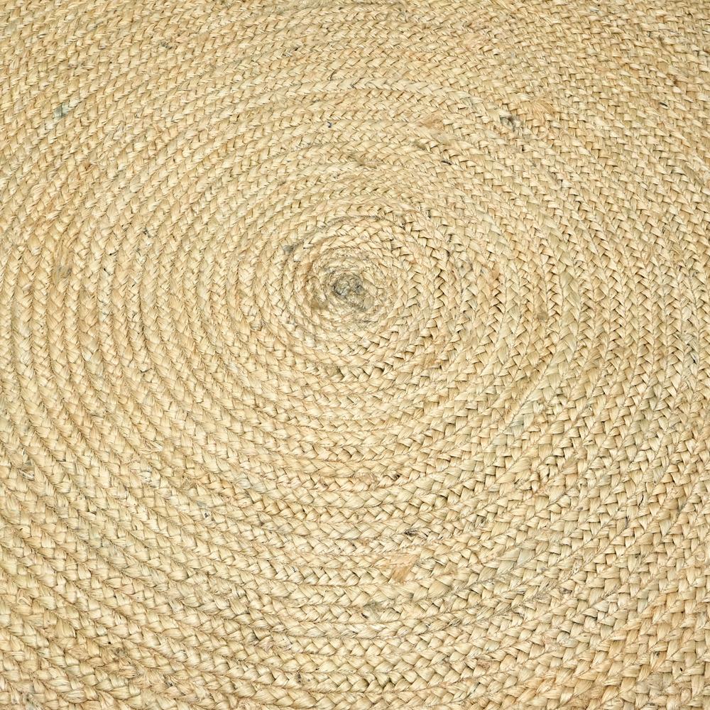 Handcrafted Round Braided Natural Jute Rug with Green Border
