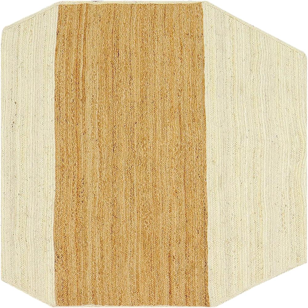 Handcrafted Octagonal Natural and Ivory Jute Runner Rug