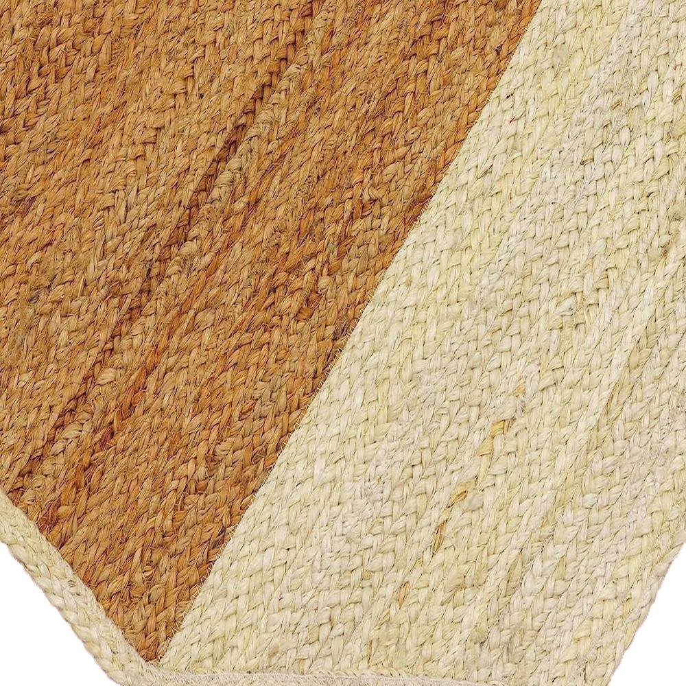 Handcrafted Octagonal Natural and Ivory Jute Runner Rug