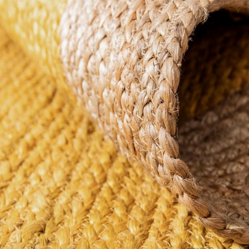 Handmade Yellow Jute Area Rug with Natural Border