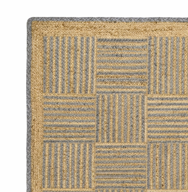 Handmade Geometric Basketweave Jute Area Rug