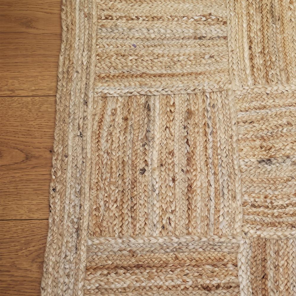 Hand Braided Natural Geometric Patchwork Jute Area Rug
