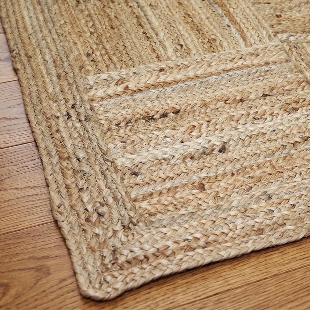 Hand Braided Natural Geometric Patchwork Jute Area Rug