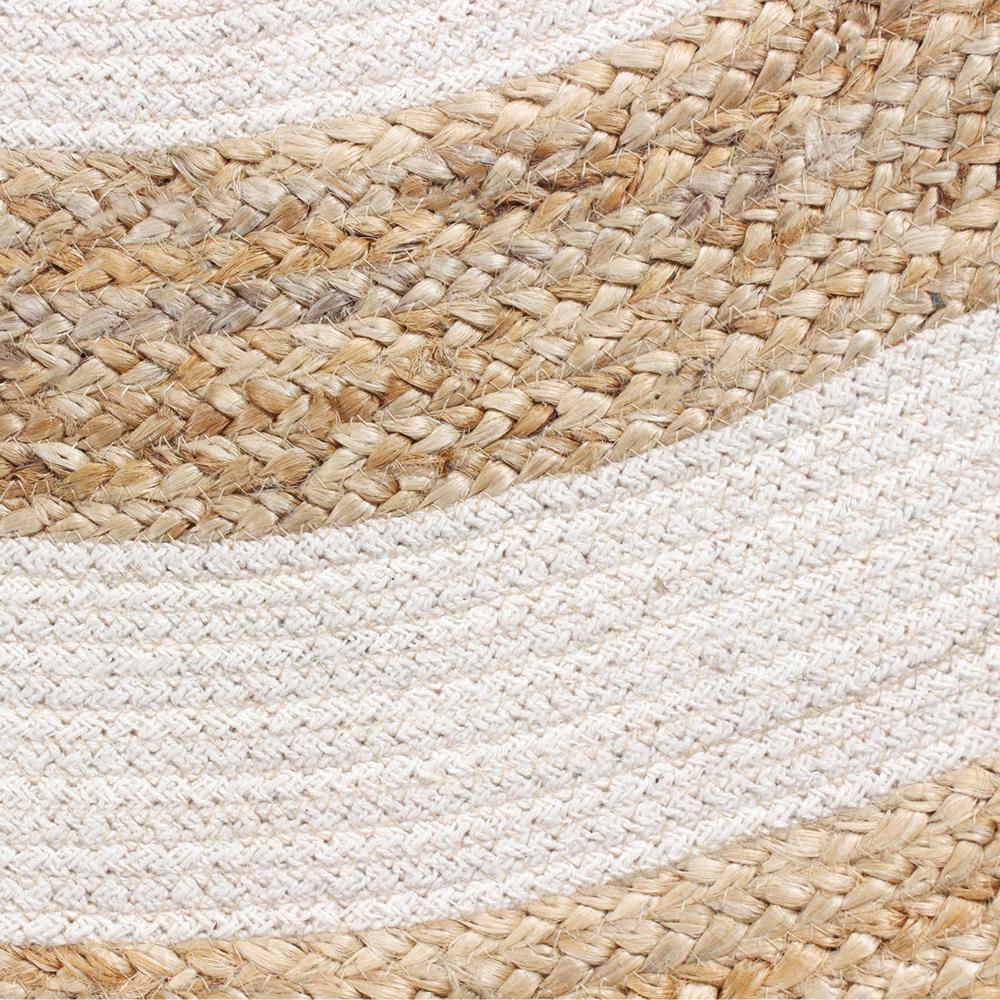 Handmade Concentric Circle Jute Area Rug with White Stripes