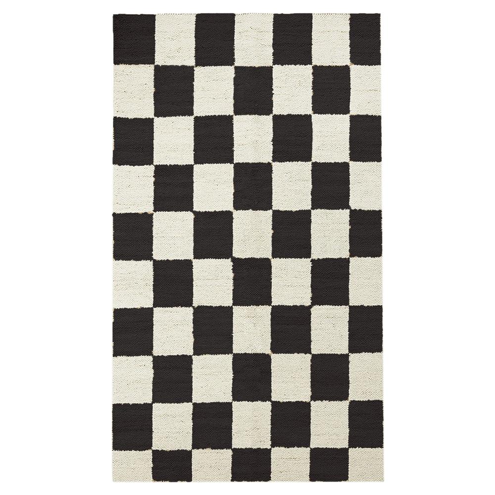 TAITAL Black & White Checkerboard Rug