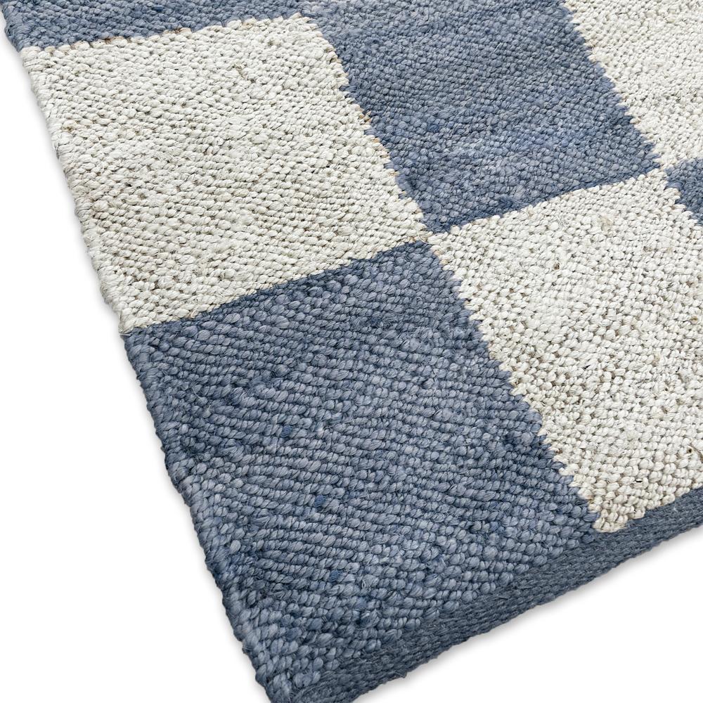 TAITAL Blue & White Checkerboard Rug
