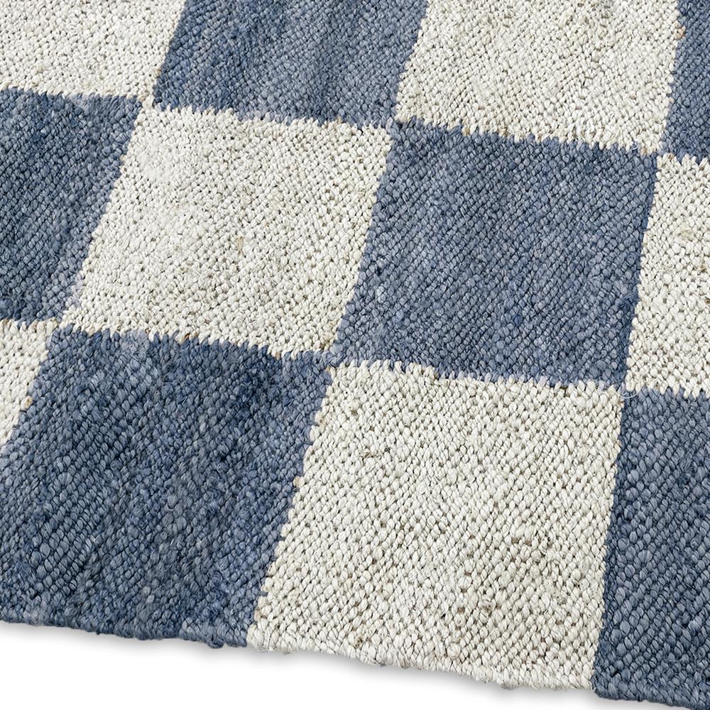 TAITAL Blue & White Checkerboard Rug