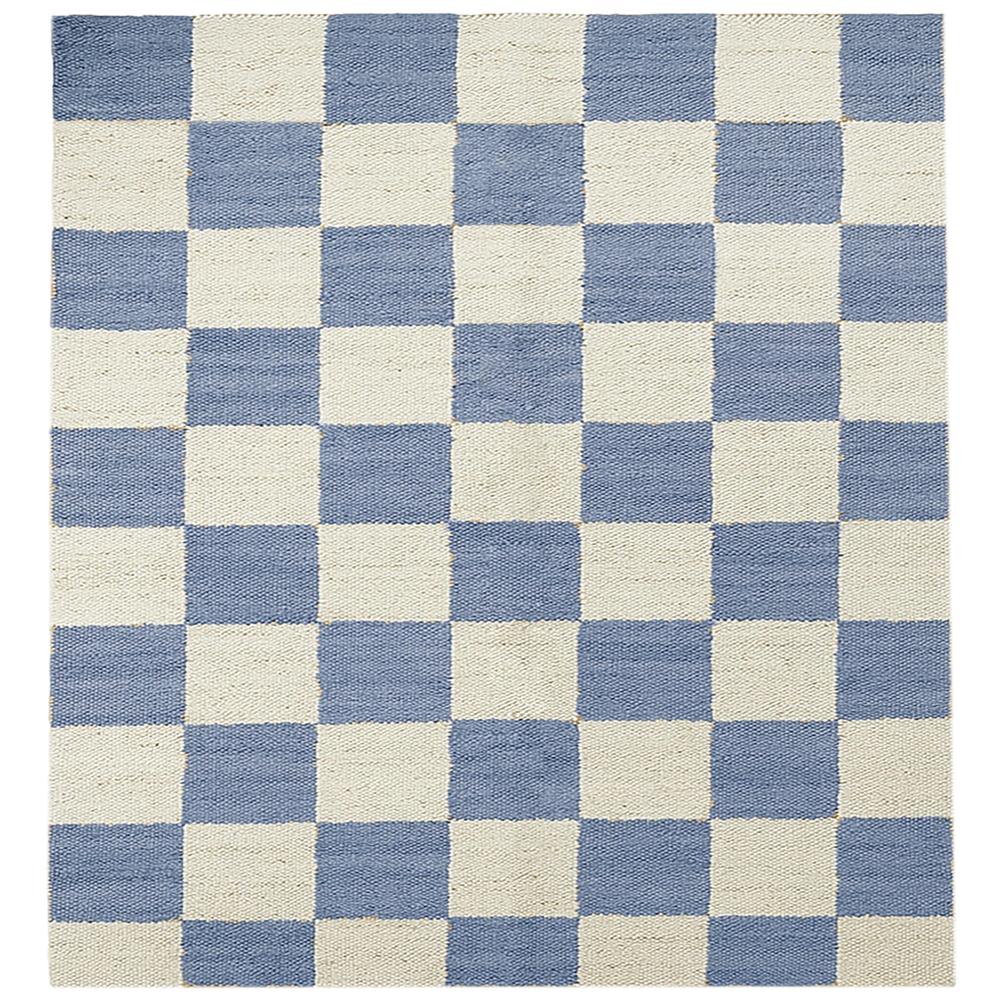 TAITAL Blue & White Checkerboard Rug
